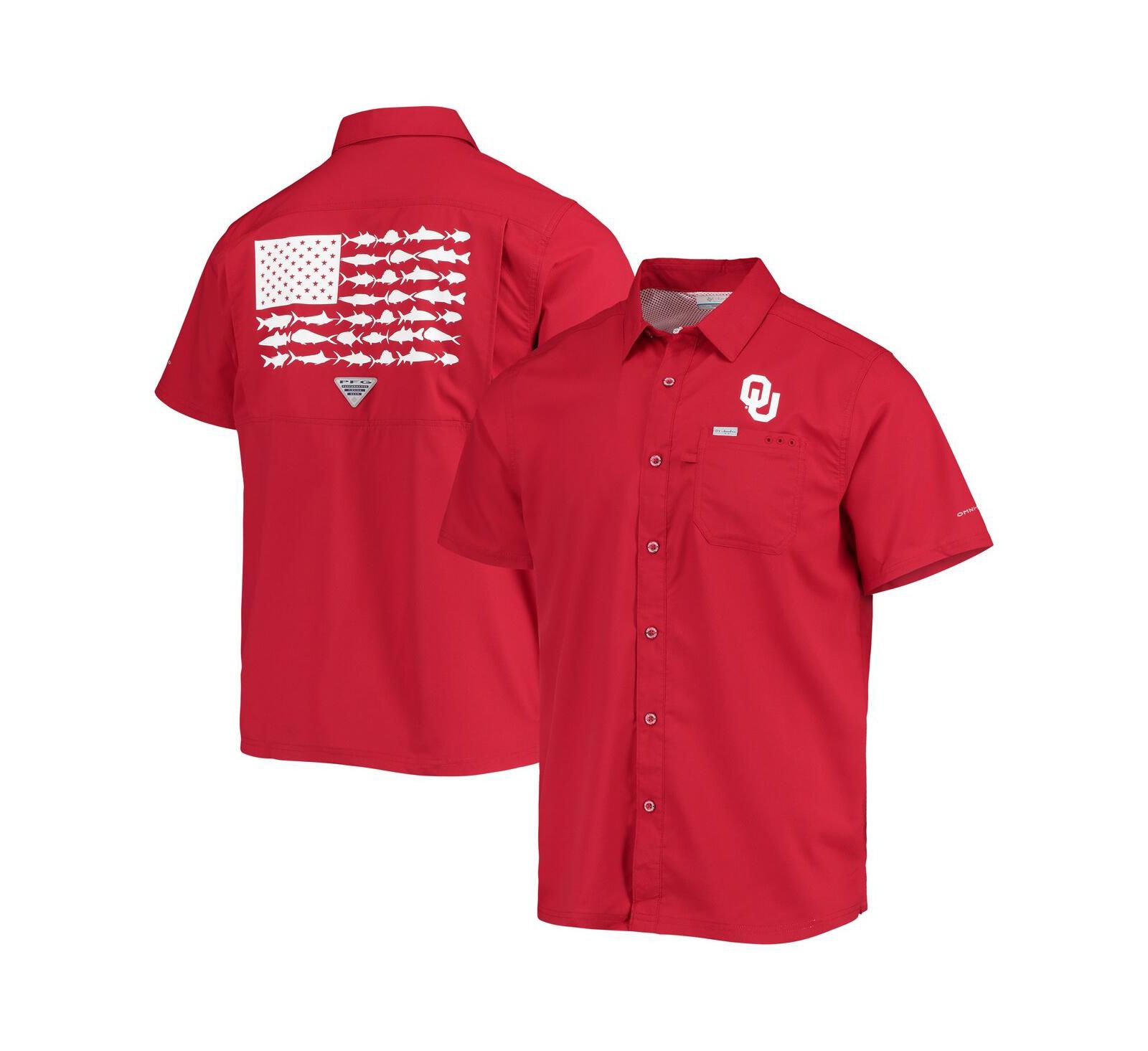 Мужская рубашка Columbia PFG Crimson Oklahoma Sooners Slack Tide Camp Button-Up