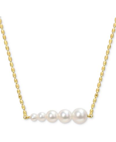 Подвеска-ожерелье с жемчугом Cultured Freshwater (3 - 7-1/2mm) градиентная, 18" из стерлингового серебра с покрытием 18k Gold-Plated