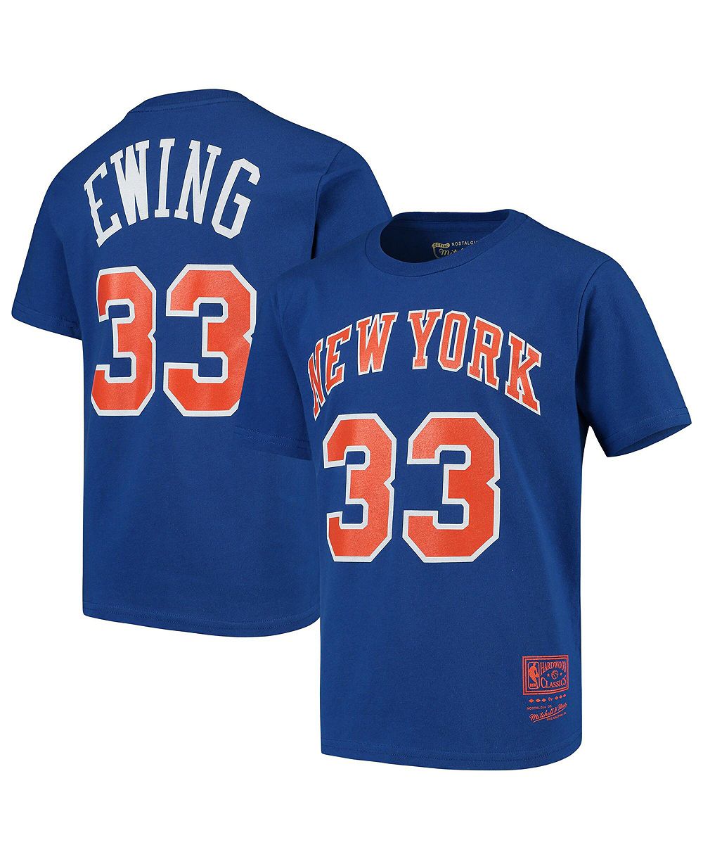 Mitchell & Ness Big Boys and Girls Mitchell Ness Patrick Ewing Blue New York Knicks Hardwood Classics Name & Number T-Shirt