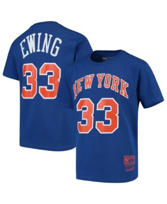 Mitchell & Ness Big Boys and Girls Mitchell Ness Patrick Ewing Blue New York Knicks Hardwood Classics Name & Number T-Shirt