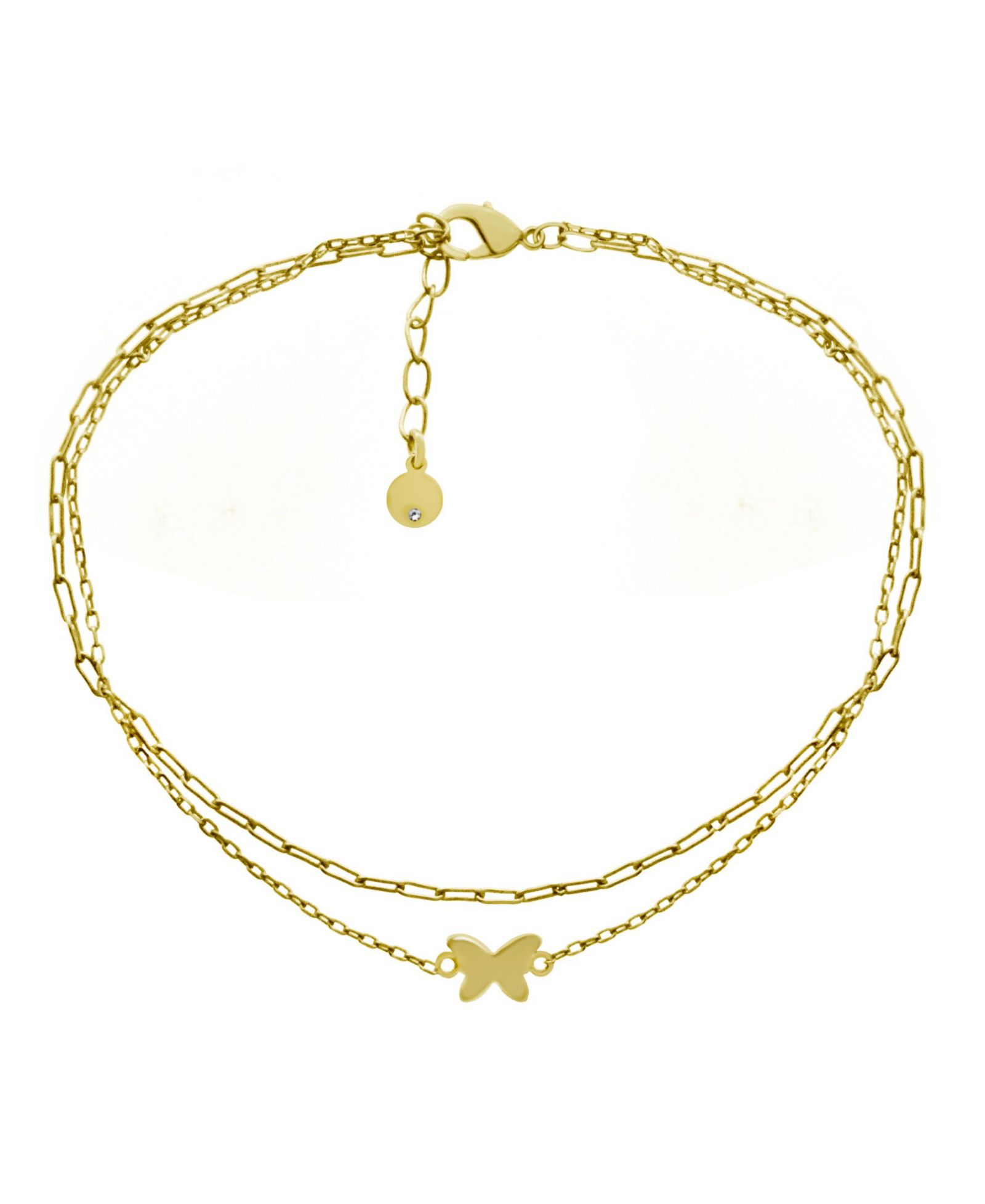 And Now This браслет на ногу Butterfly Double Chain, позолоченный