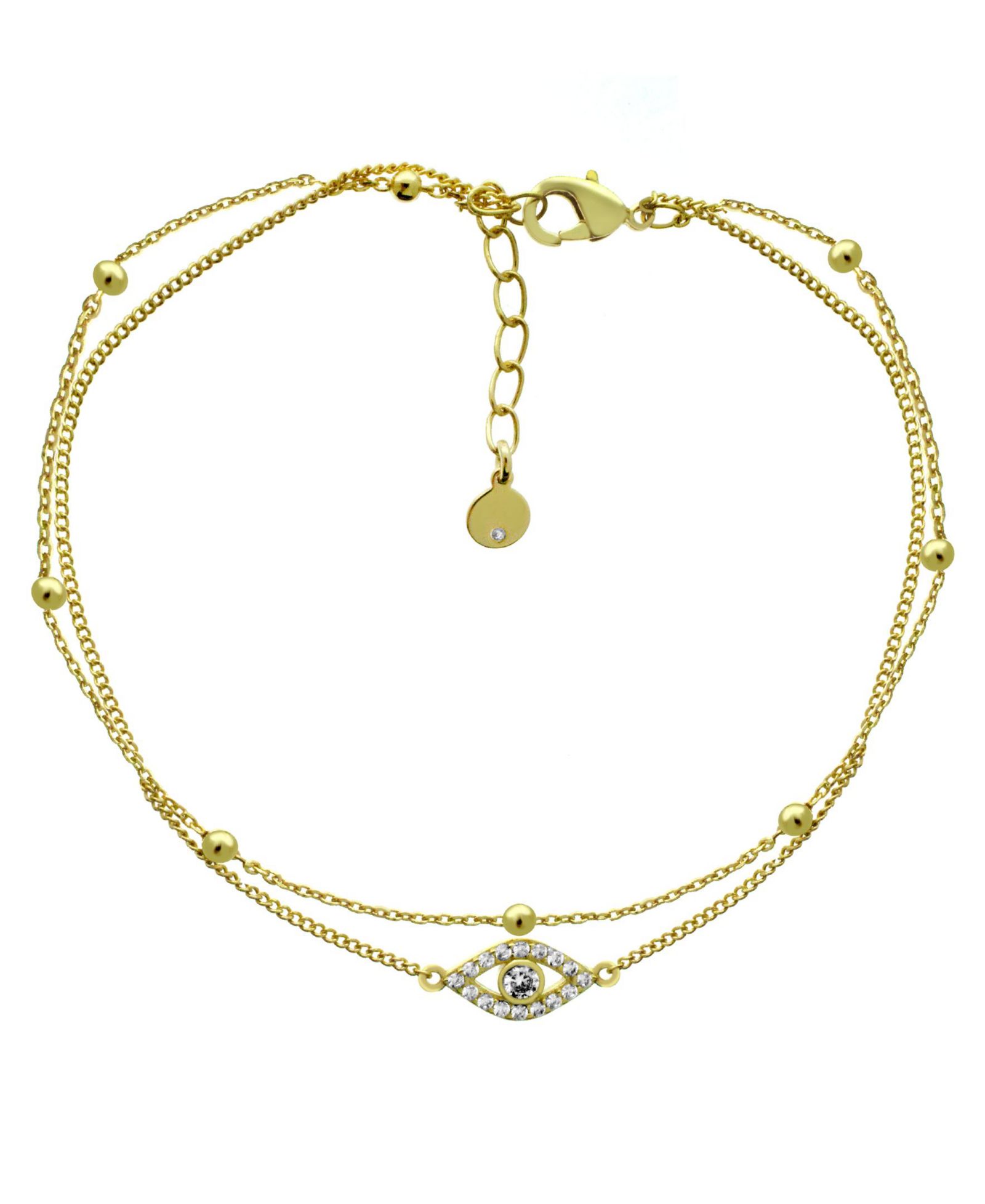 And Now This Браслет на ногу с двойной цепью и позолотой Evil Eye