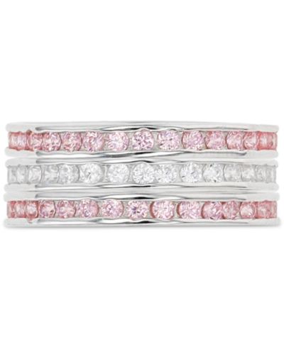 Cubic Zirconia Stack Look Ring in Sterling Silver or 14k Gold-Plated Sterling Silver