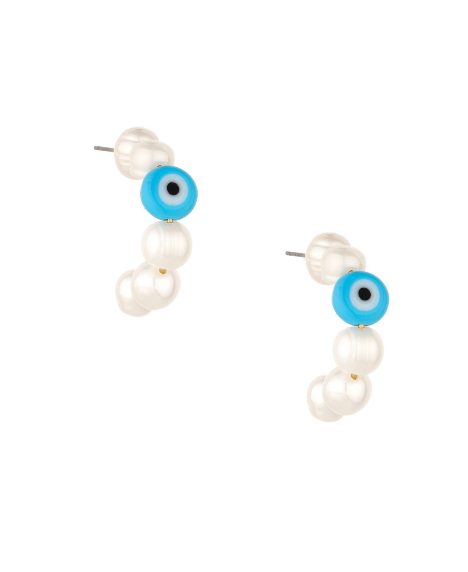 ETTIKA Imitation Pearl and Evil Eye Beaded Hoops