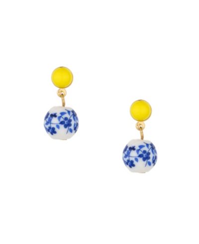 ETTIKA Серьги с керамическими бусинами Blue and Yellow