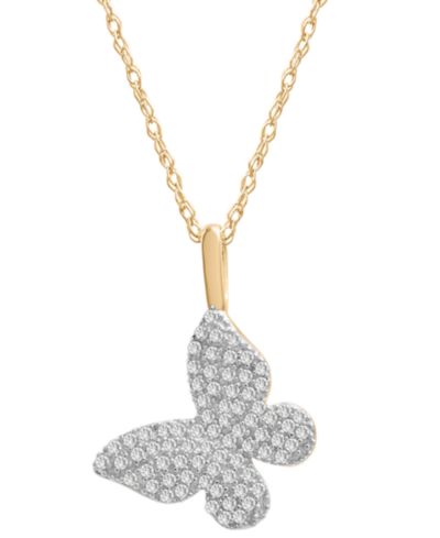 Wrapped™ Diamond Butterfly Pendant Necklace (1/6 ct. t.w.) in 14k Gold (Also Available in Black Diamond)