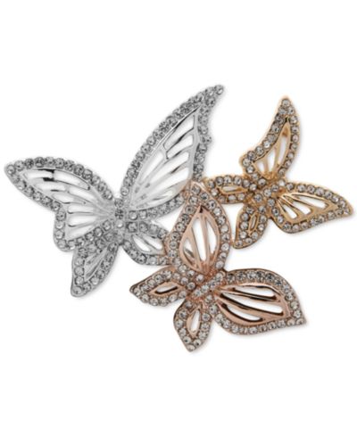Anne Klein Tri-Tone Pavé Butterfly Trio Pin