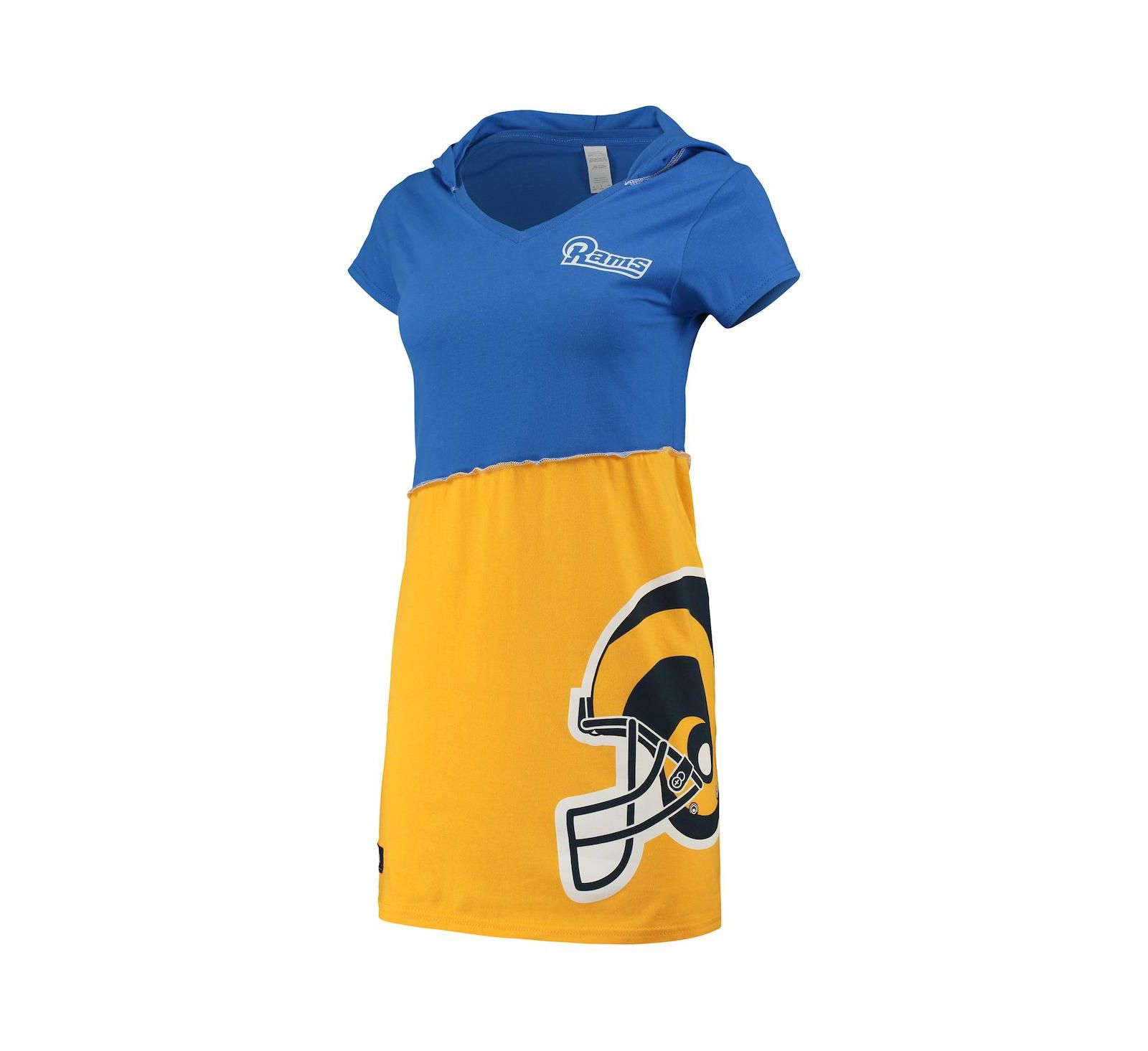 Женское мини-платье Refried Apparel Los Angeles Rams с капюшоном, королевский синий и золотой