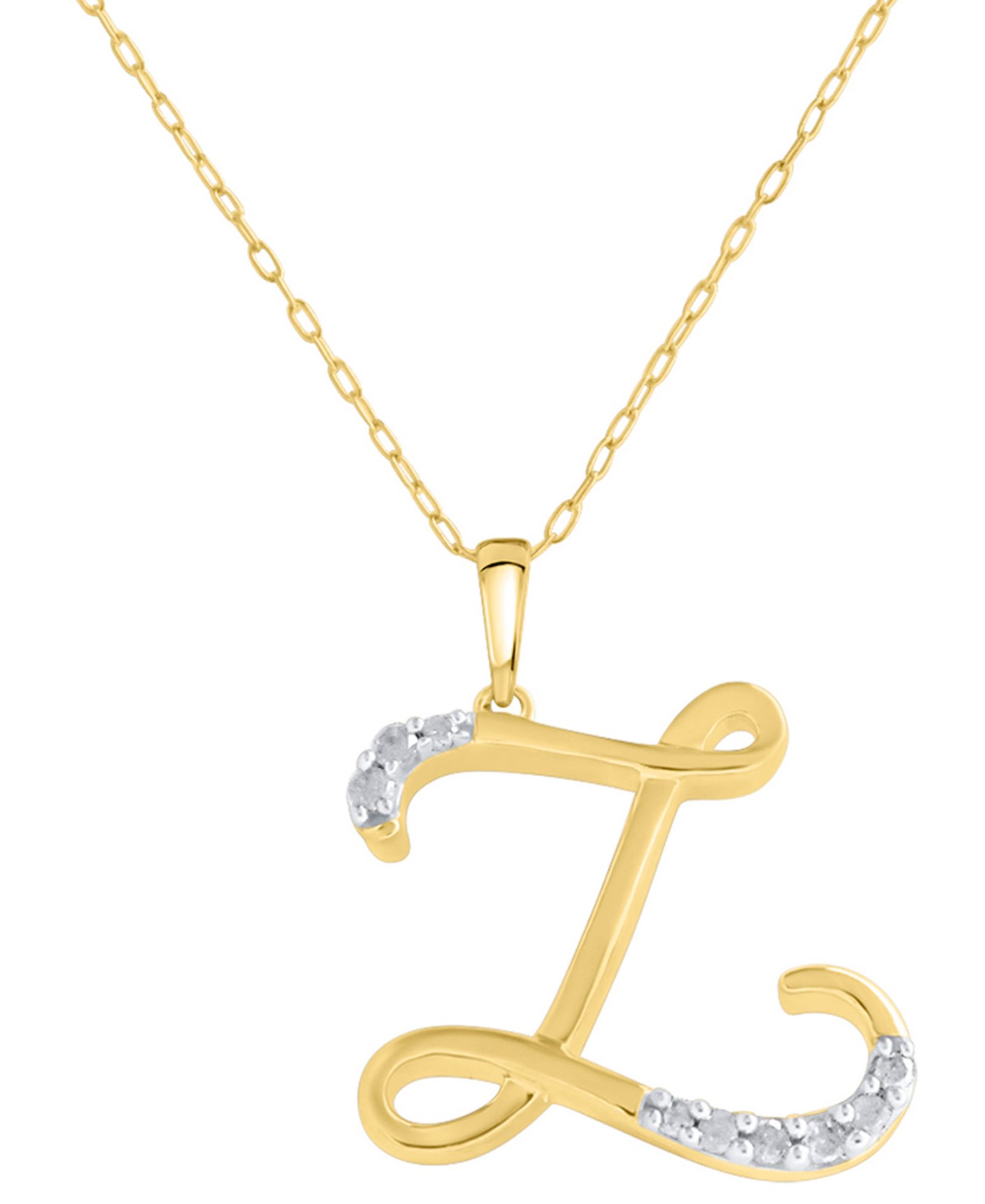 Подвеска-кулон с бриллиантом Diamond Fancy Initial 18" из позолоченного стерлингового серебра (1/10 ct. t.w.)