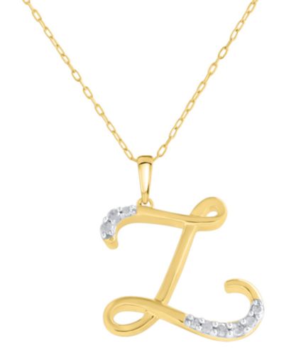 Подвеска-кулон с бриллиантом Diamond Fancy Initial 18" из позолоченного стерлингового серебра (1/10 ct. t.w.)
