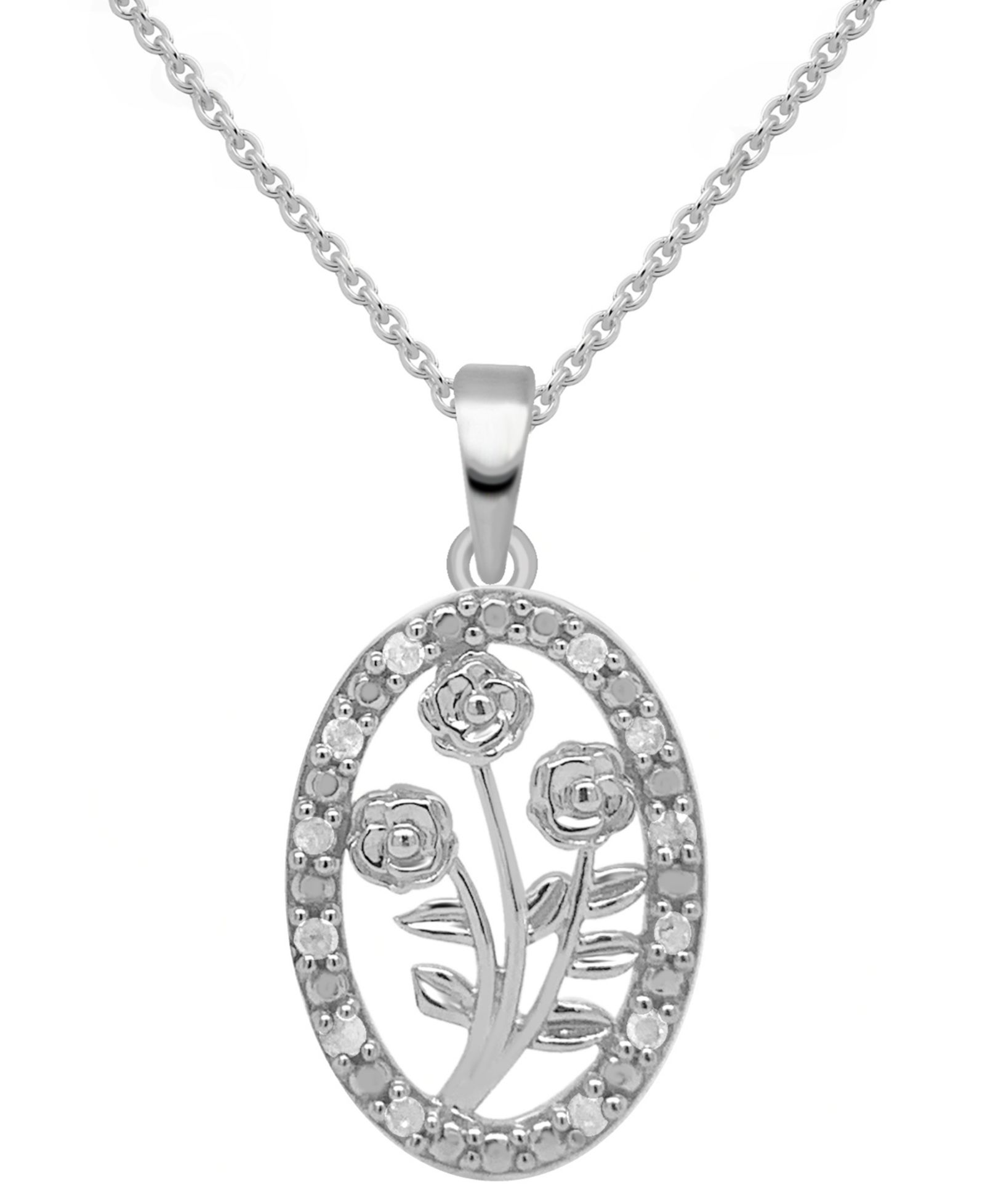Подвеска Diamond Bouquet 18" с бриллиантами в серебряном покрытии или серебре и 14k Gold-Plate