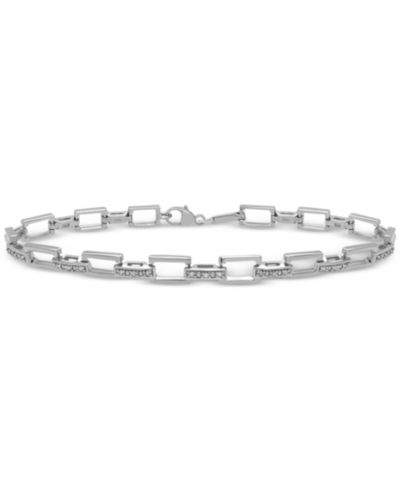 Браслет с прямоугольными звеньями из стерлингового серебра (1/6 ct. t.w.)