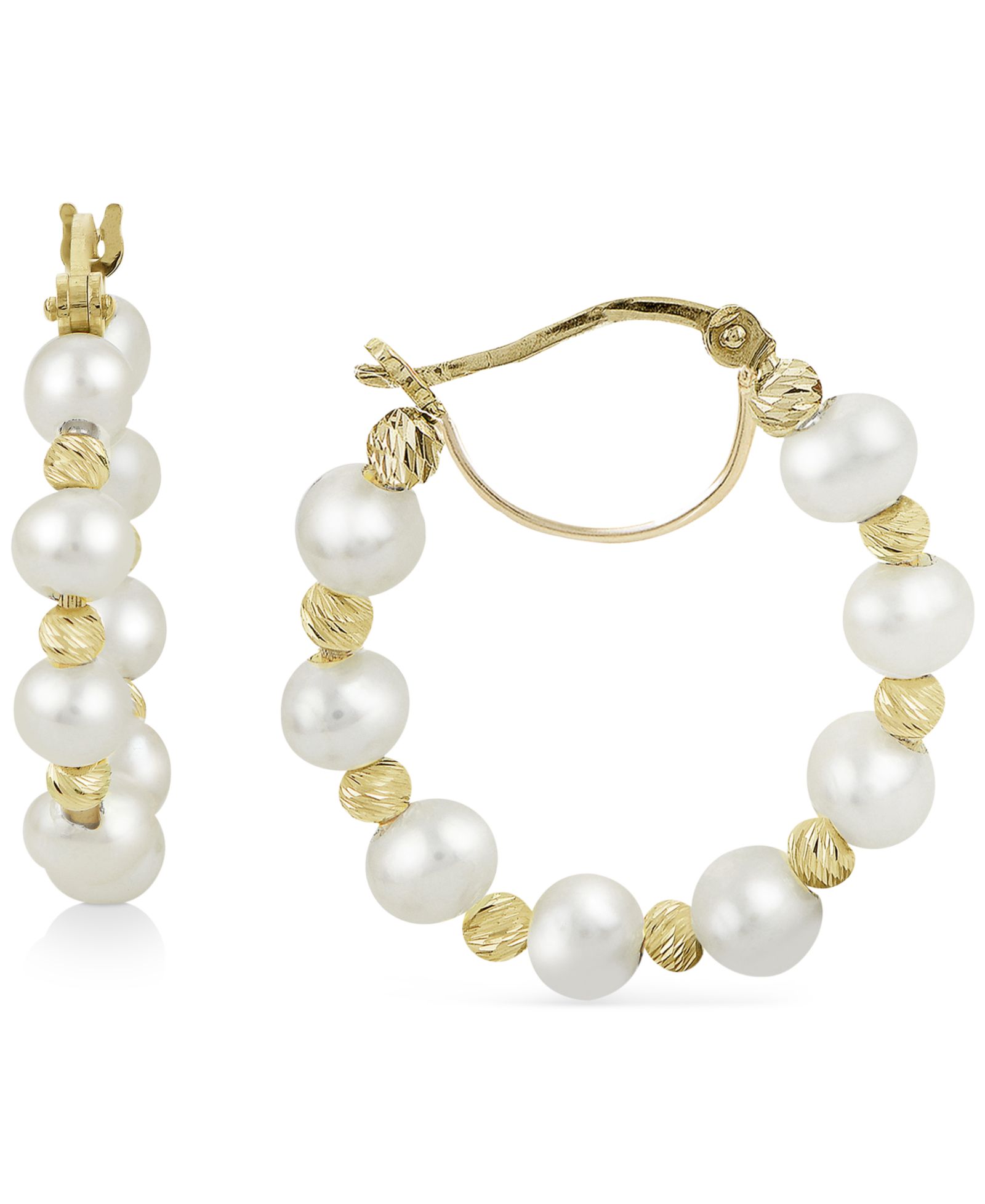 Серьги-кольца с жемчугом Cultured Freshwater (4 - 4-1/2mm) в позолоченном серебре 14k Gold-Plated Sterling Silver