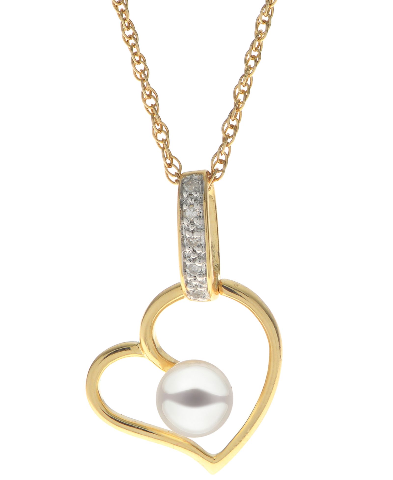 Подвеска-кулон с жемчугом Cultured Freshwater Pearl (5mm) и бриллиантовым акцентом из золотого напыления на стерлинговом серебре