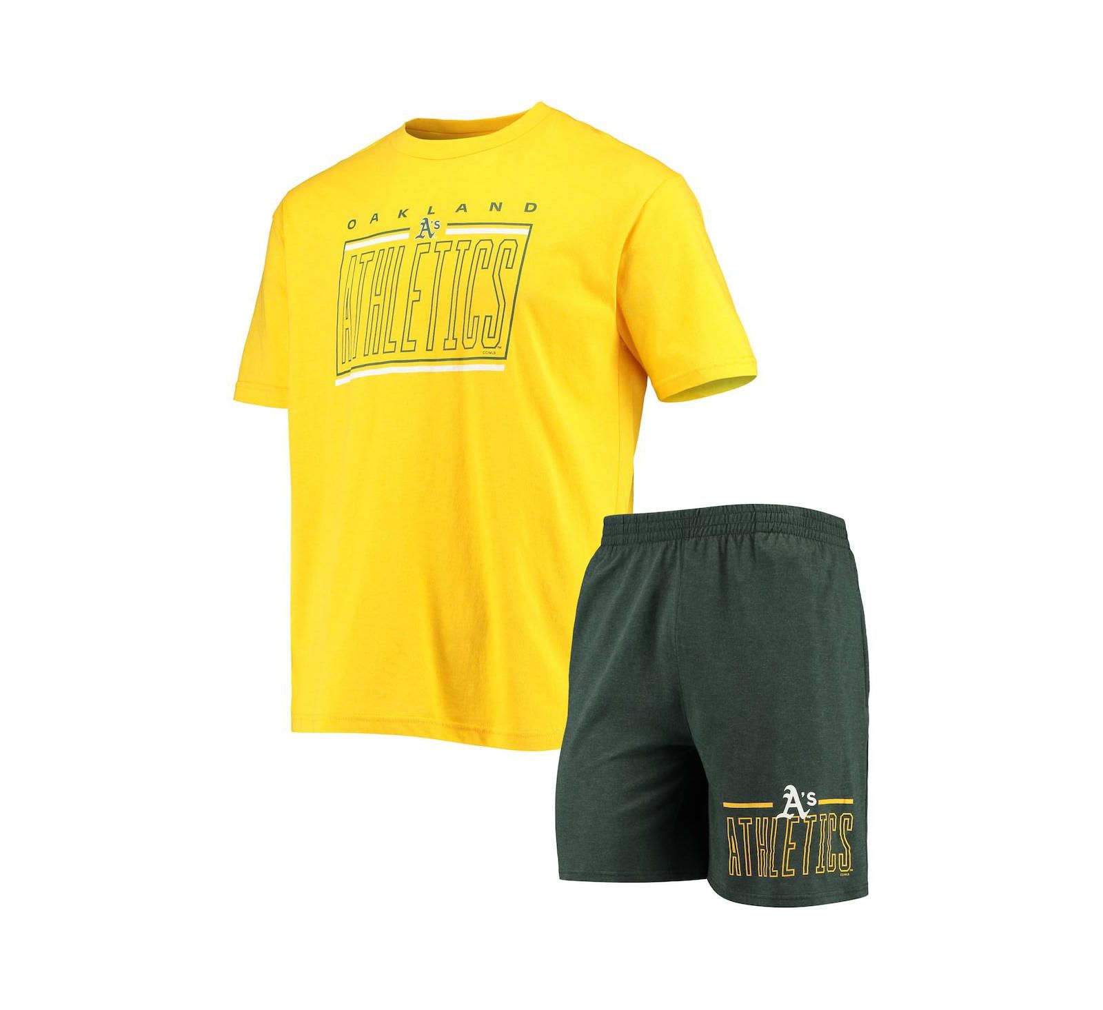 Мужской комплект Concepts Sport Green, Gold Oakland Athletics Meter T-shirt and Shorts Sleep Set
