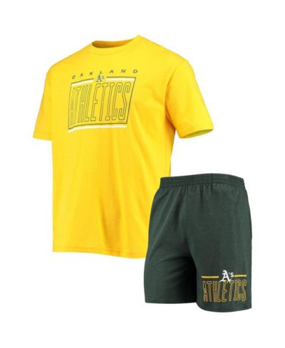 Мужской комплект Concepts Sport Green, Gold Oakland Athletics Meter T-shirt and Shorts Sleep Set