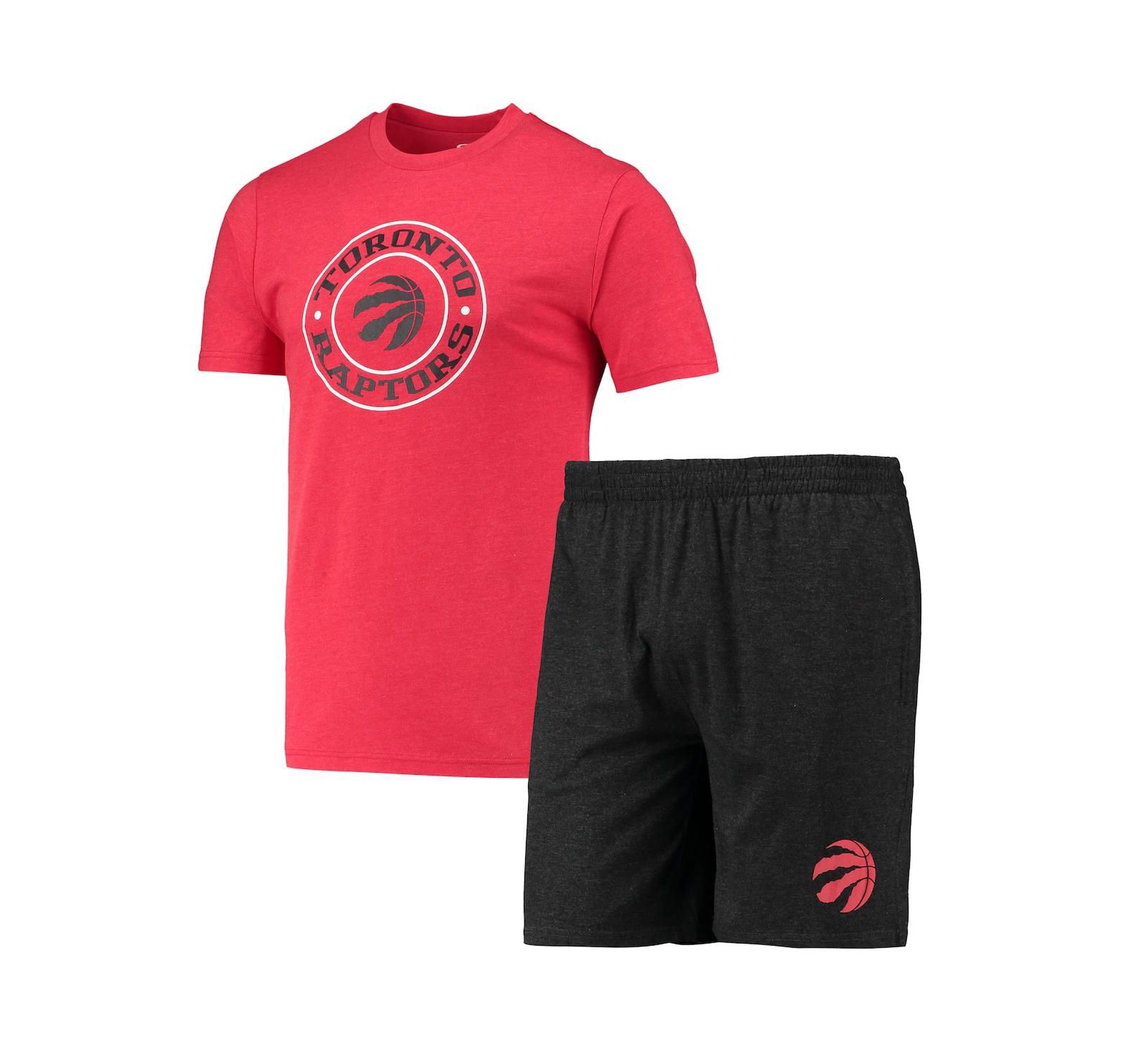 Мужской комплект для сна Concepts Sport Black, Red Toronto Raptors T-shirt and Shorts