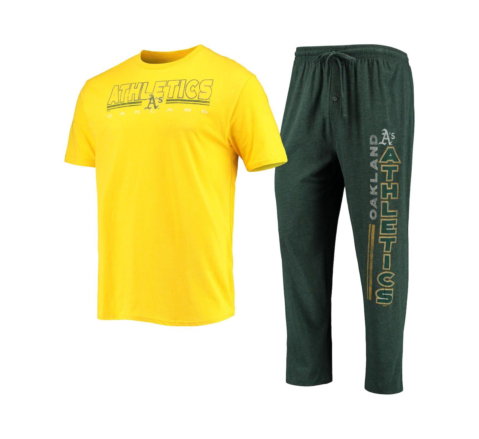 Men's Concepts Sport Green, Gold Oakland Athletics Meter T-shirt and Pants Sleep Set
