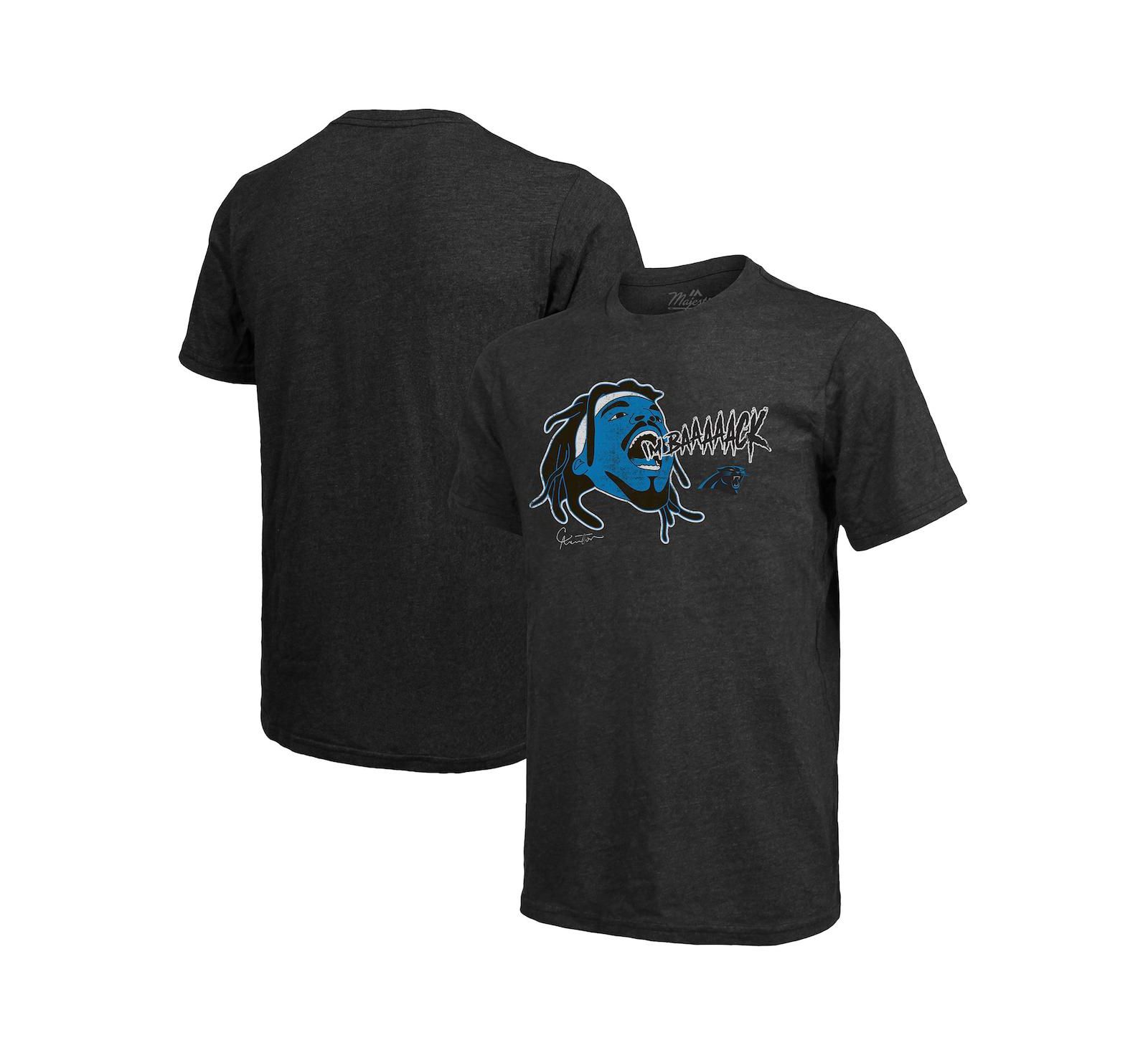 Мужская футболка Majestic Threads Cam Newton Black Carolina Panthers Tri-Blend Player Graphic