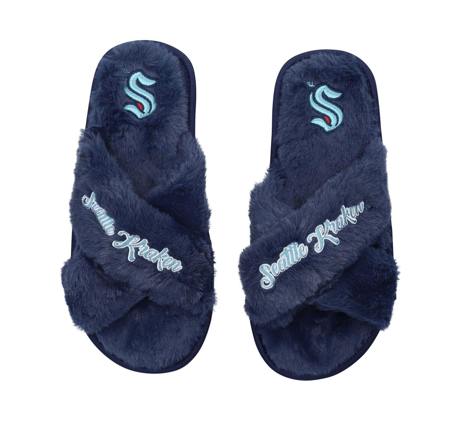 Женские тапочки FOCO Seattle Kraken Script Cross Slide