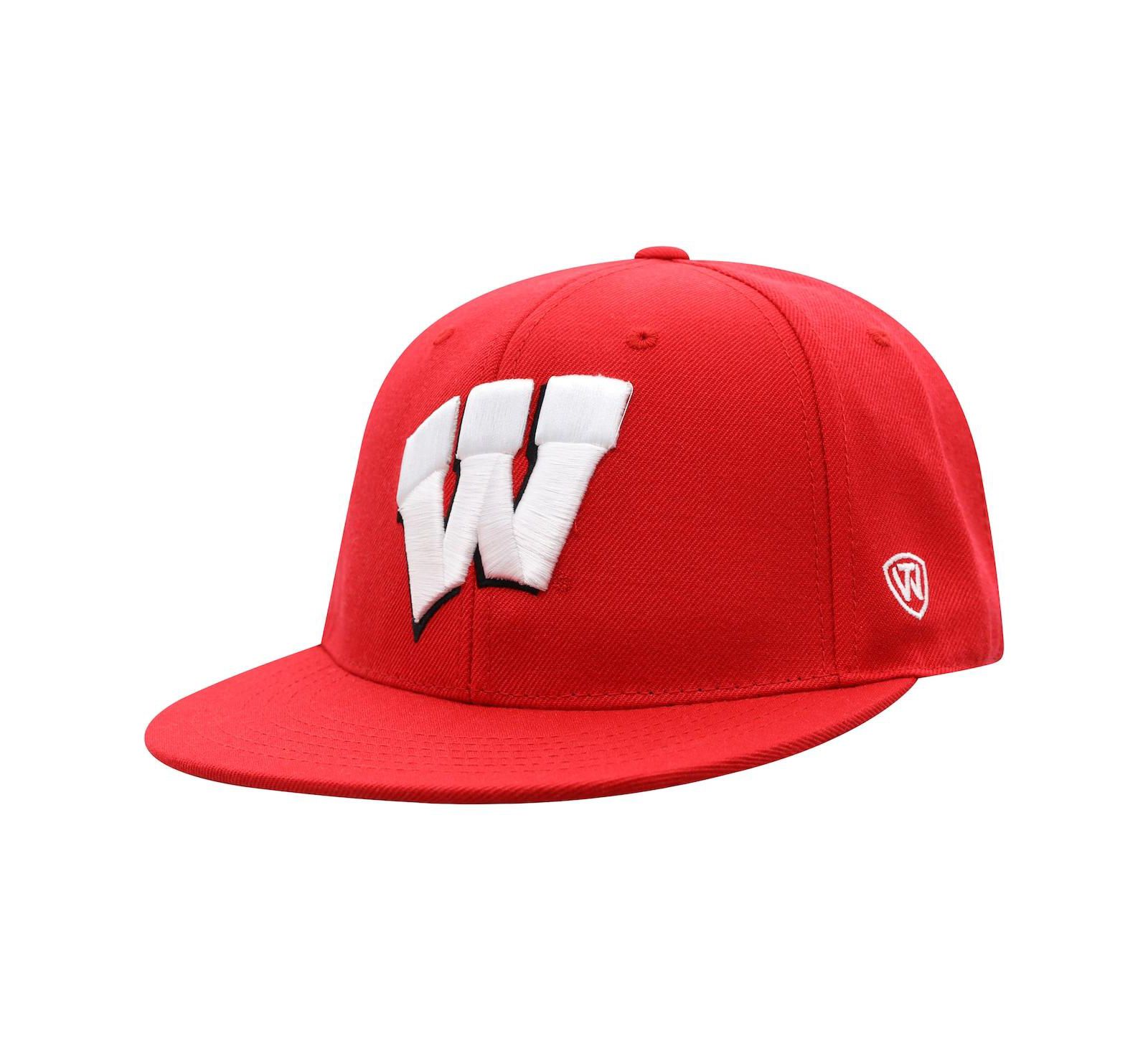 Мужской Top of the World Red Wisconsin Badgers Team Color Fitted Hat