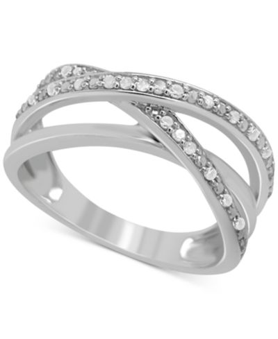 Кольцо с перекрещивающимися рядами бриллиантов 1/6 ct. t.w. в Sterling Silver