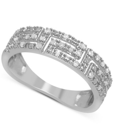 Кольцо Diamond Greek Key в стерлинговом серебре 1/6 ct. t.w.