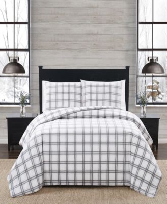 London Fog Plaid Flannel 3-Pc. Duvet Cover Set, King