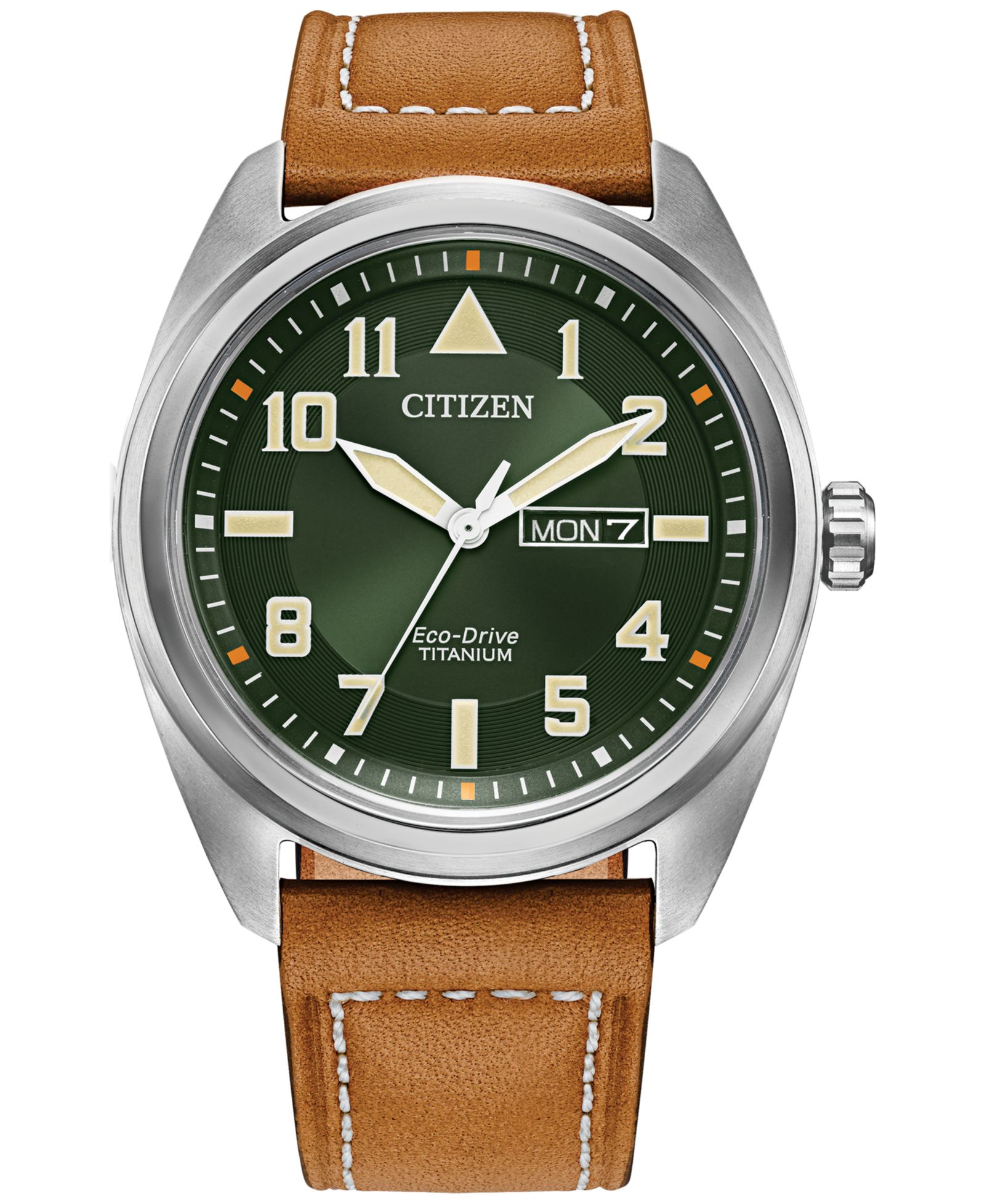 Citizen Eco-Drive Мужские часы Garrison Brown Leather Strap, 42mm