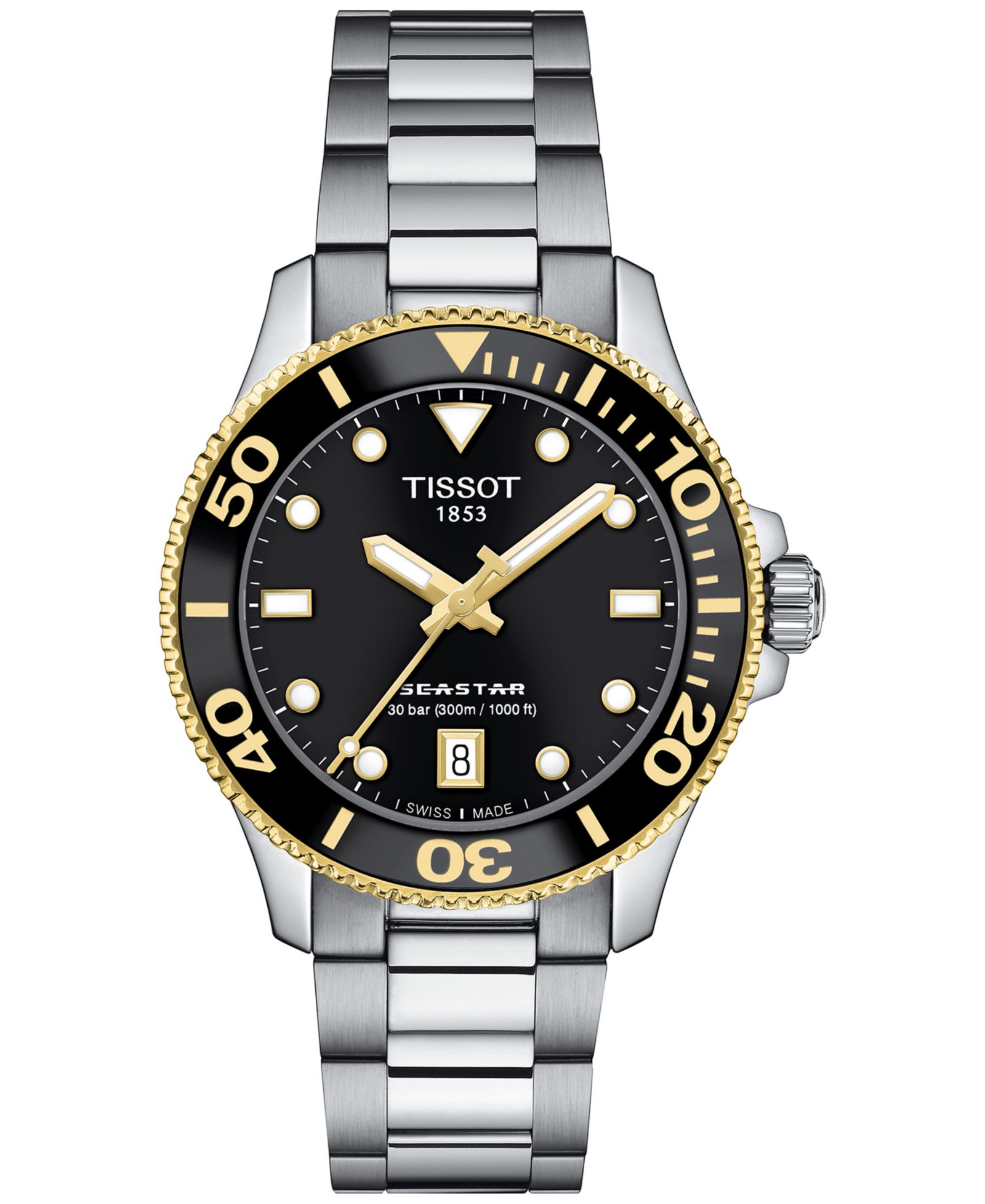 Tissot Унисекс часы Seastar из нержавеющей стали с браслетом, 36mm