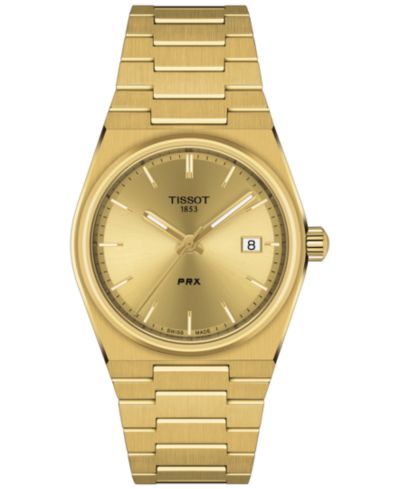 Tissot Unisex часы PRX с золотистым браслетом из нержавеющей стали, 35mm