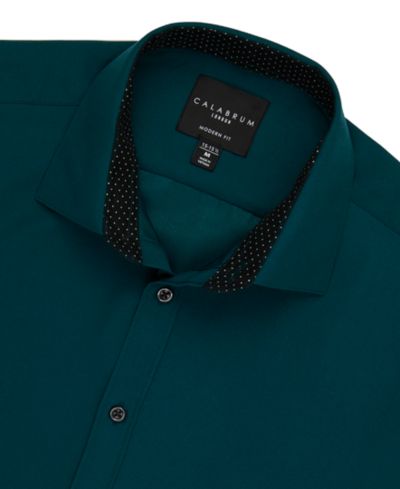 Calabrum Men's Regular Fit Solid Wrinkle Free Performance Dress Shirt