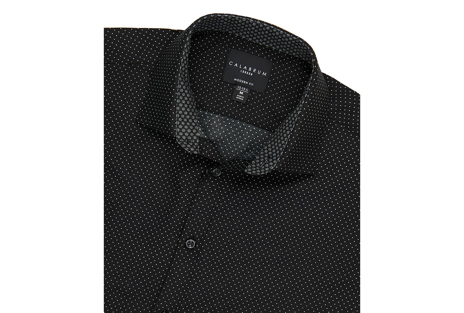 Calabrum Men's Regular Fit Dot Print Wrinkle Free Performance Dress Shirt