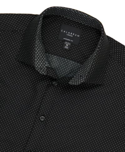 Calabrum Men's Regular Fit Dot Print Wrinkle Free Performance Dress Shirt
