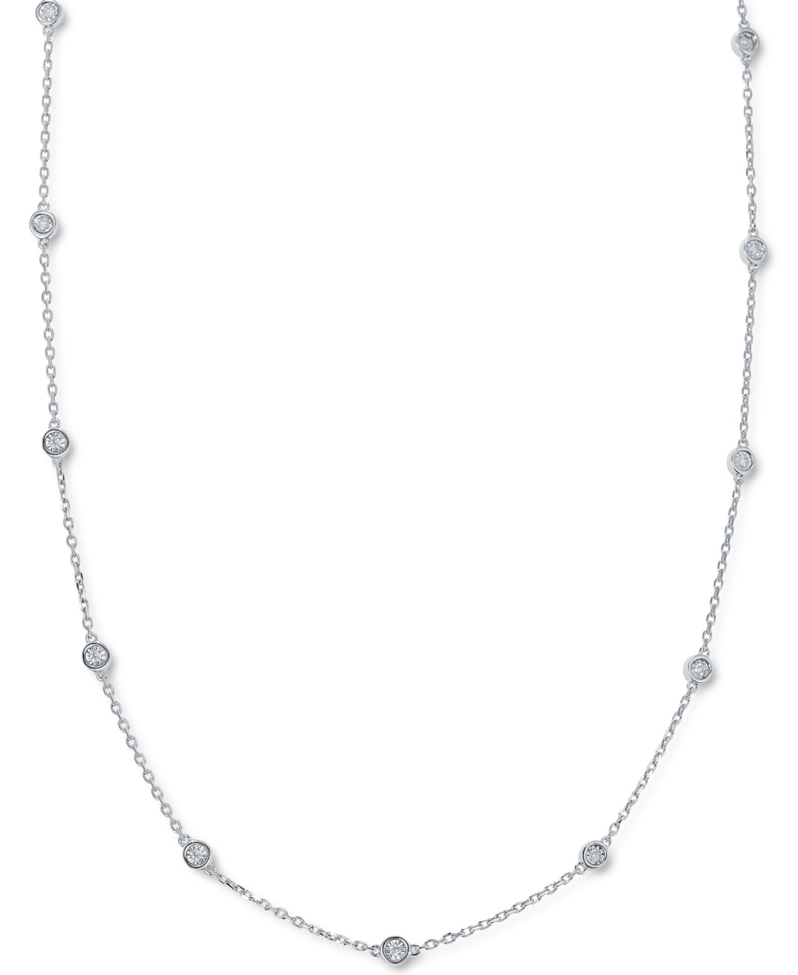 Ожерелье EFFY® Diamond Bezel 18" Statement в стерлинговом серебре (1/4 ct. t.w.)