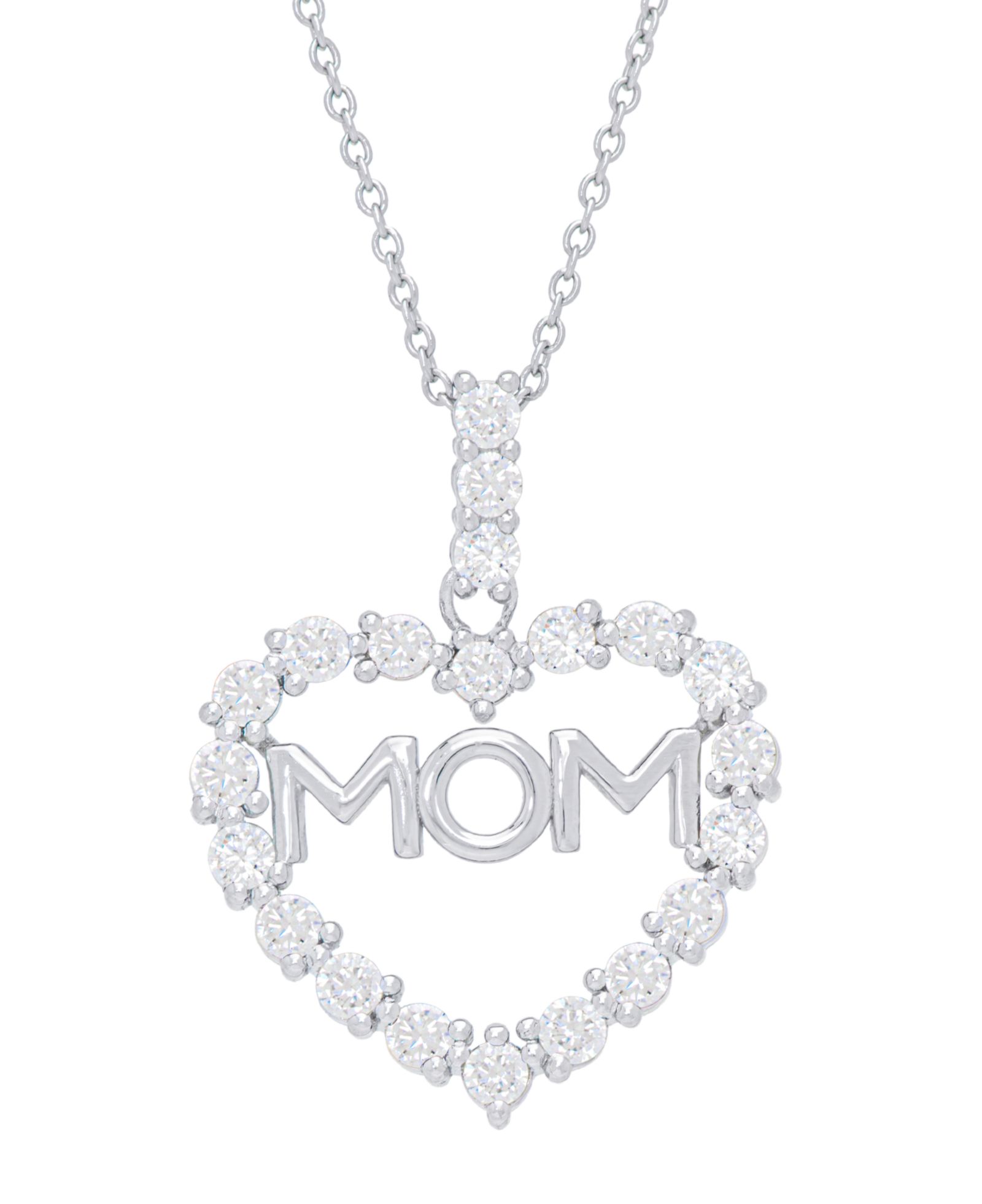 Женское ожерелье-подвеска Macy's Cubic Zirconia 'Mom' Heart