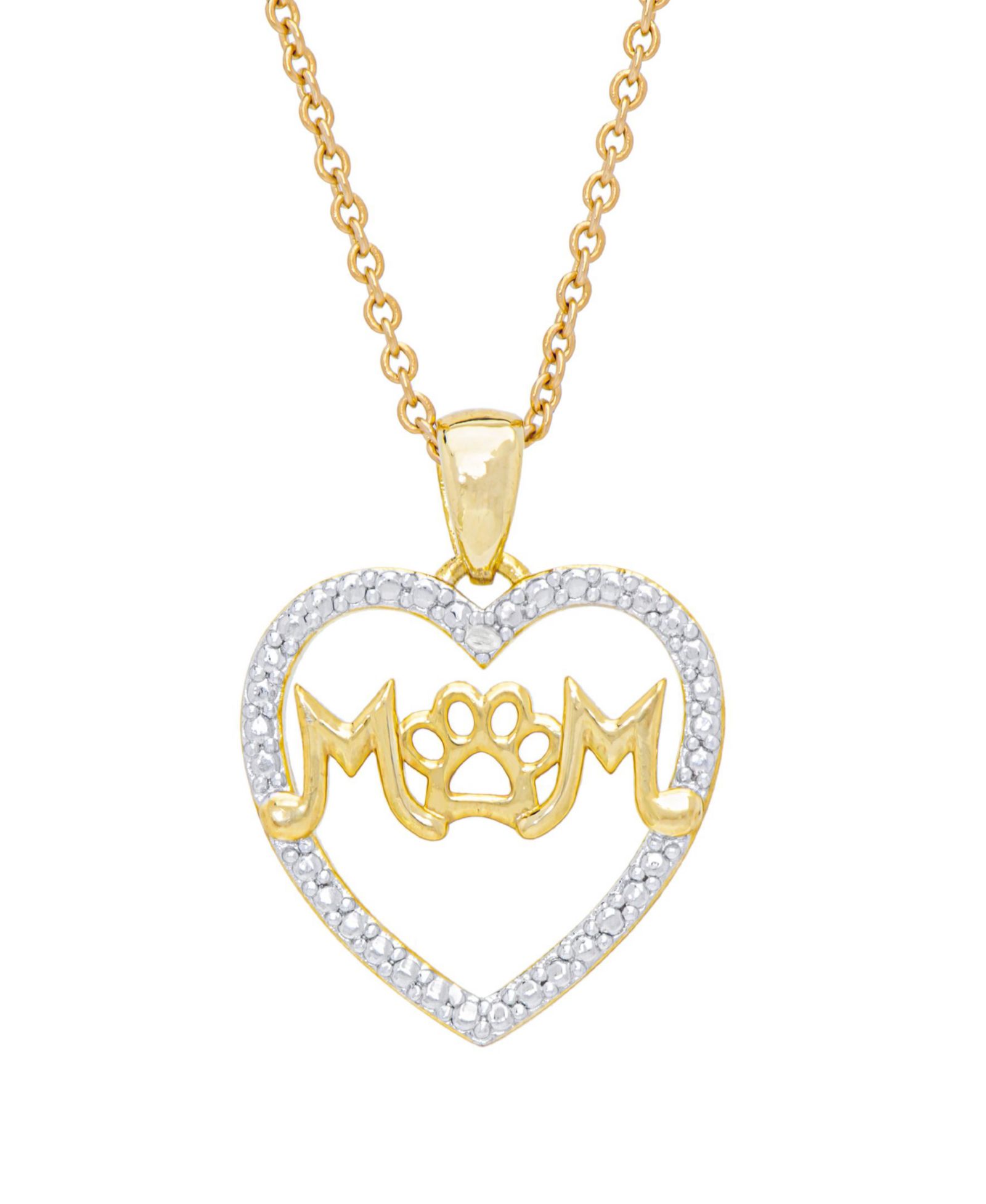 Macy's женская подвеска-кулон с бриллиантовым акцентом 'Mom' Paw Heart