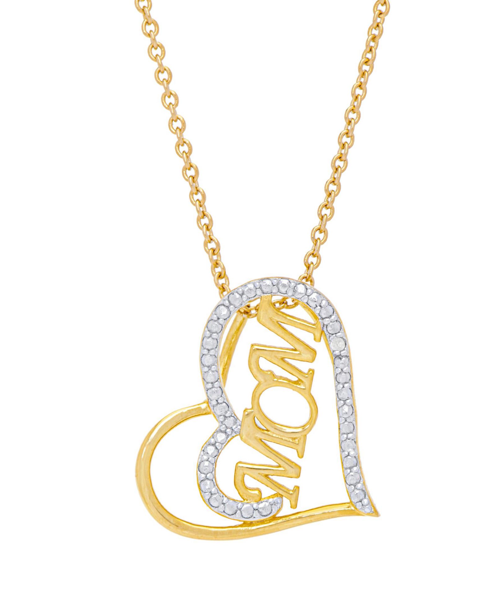Женский кулон Macy's Diamond Accent 'Mom' Heart Pendant Necklace