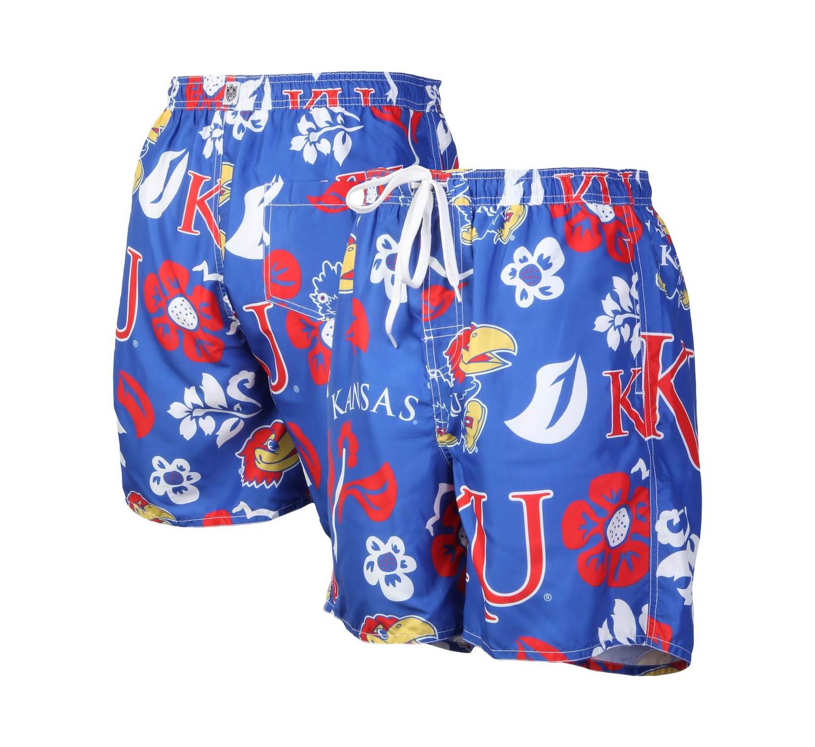 Мужские плавки для плавания Wes & Willy Royal Kansas Jayhawks Floral Volley Logo