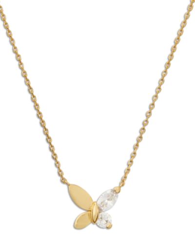 Подвеска Kate Spade New York Gold-Tone Crystal Social Butterfly Necklace, 16" + 3" extender