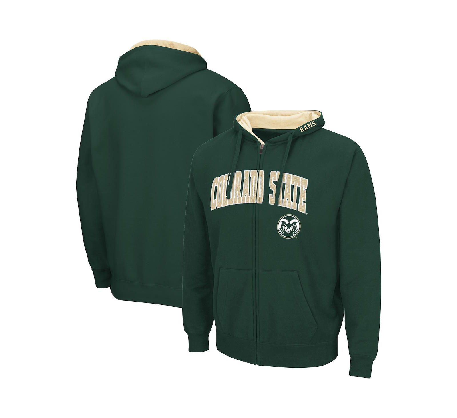 Men's Colosseum Green Colorado State Rams Arch & Logo 3.0 Full-Zip Hoodie