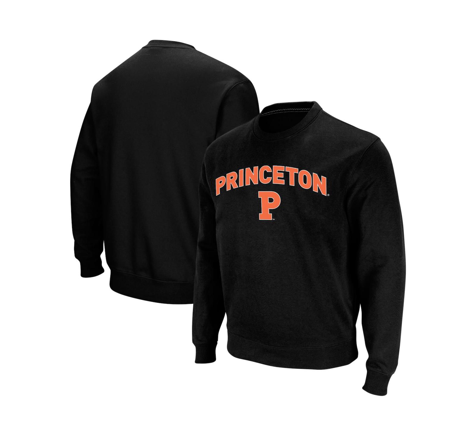 Men's Colosseum Black Princeton Tigers Arch & Logo Crew Neck Sweatshirt