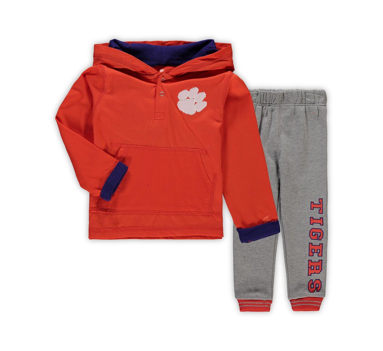 Комплект худи и штанов Colosseum Orange Heather Gray Clemson Tigers Poppies для мальчиков