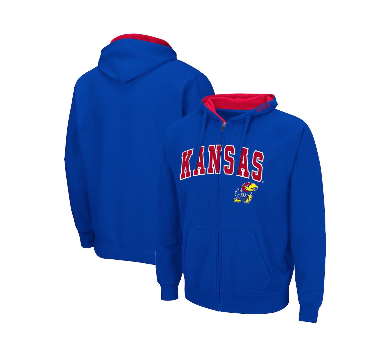 Мужское худи на молнии Colosseum Royal Kansas Jayhawks Arch & Logo 3.0