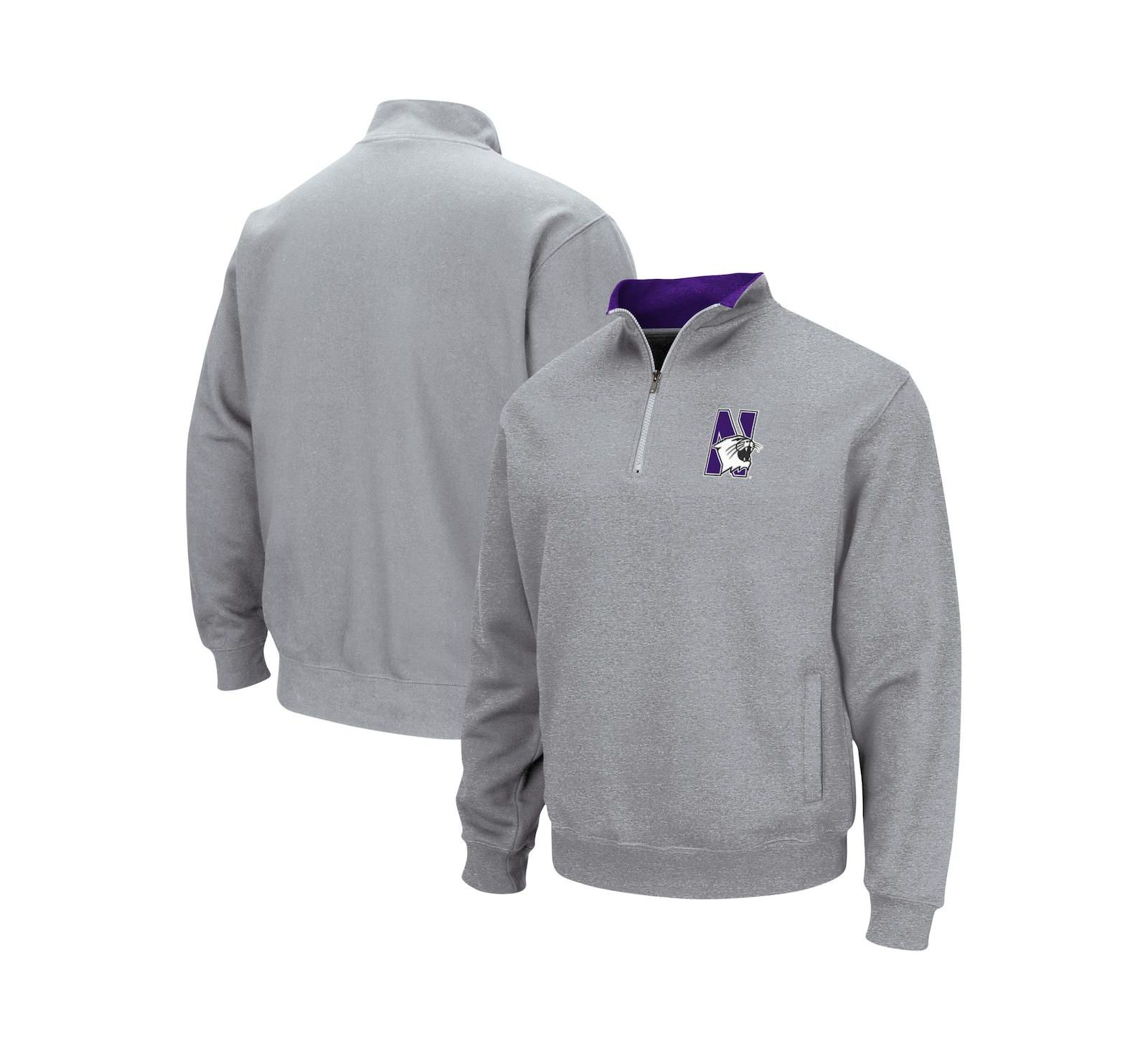 Мужская куртка Colosseum Quarter-Zip с логотипом Northwestern Wildcats, серая меланж