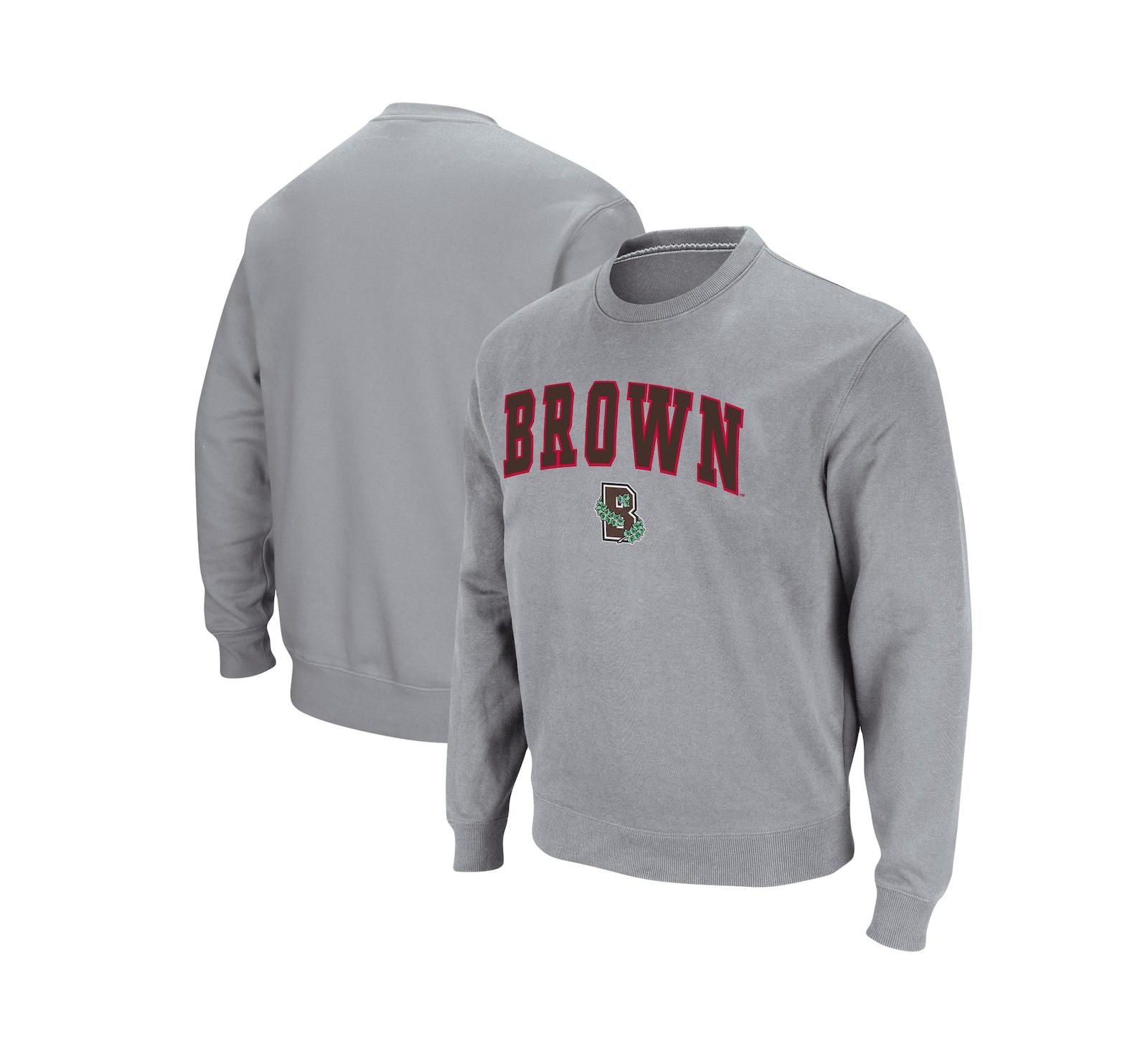 Мужская толстовка Colosseum Heathered Gray Brown Bears Arch Logo Tackle Twill Pullover