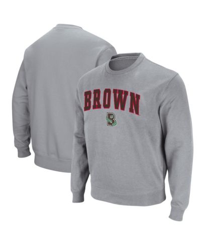 Мужская толстовка Colosseum Heathered Gray Brown Bears Arch Logo Tackle Twill Pullover