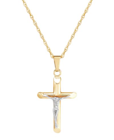 Подвеска Crucifix Cross 18" в 14k Two-Tone Gold