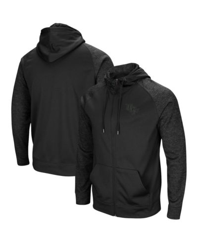 Men's Colosseum Black UCF Knights Blackout 3.0 Tonal Raglan Full-Zip Hoodie