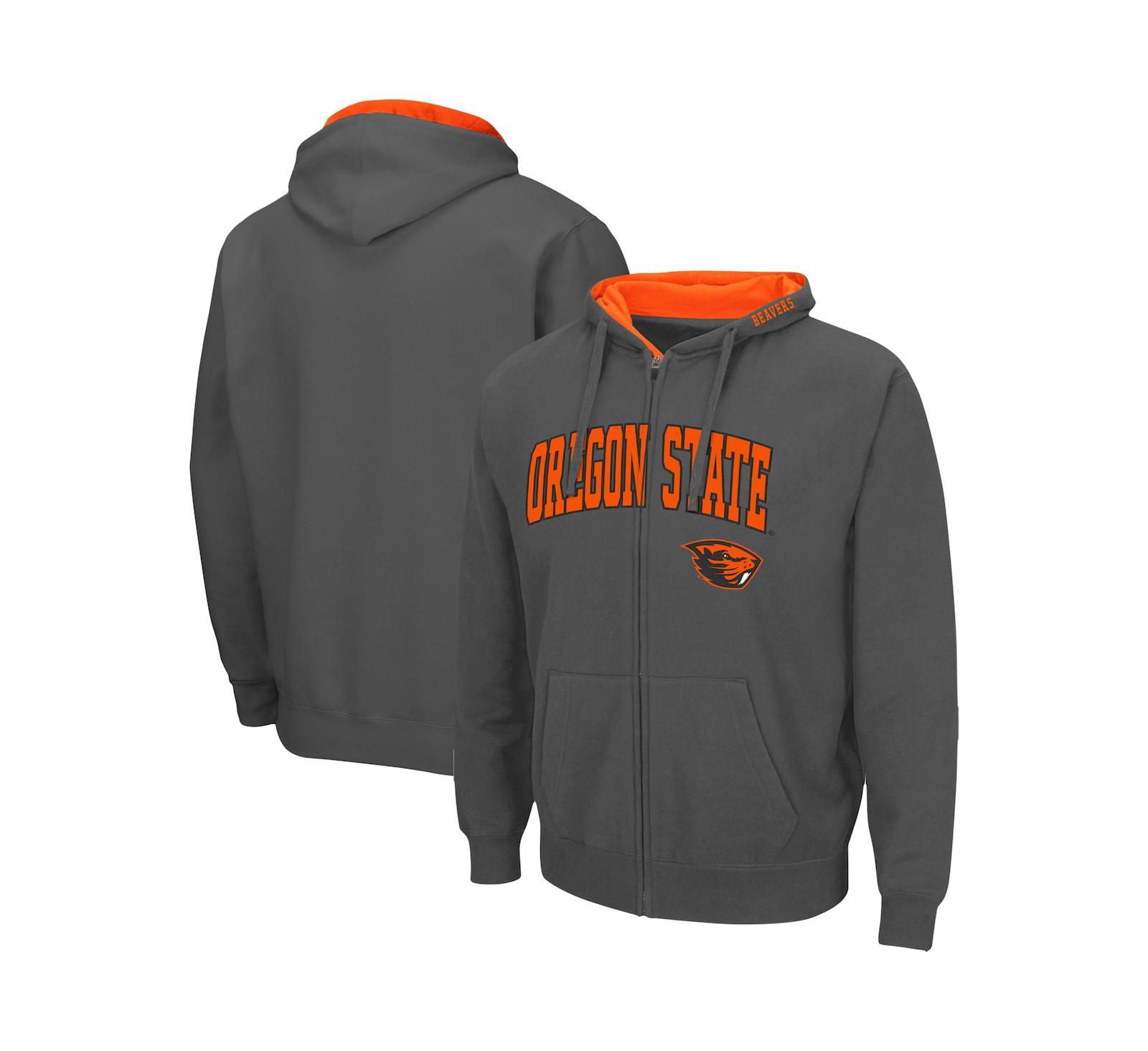 Мужской Colosseum Charcoal Oregon State Beavers Arch & Logo 3.0 Full-Zip Hoodie